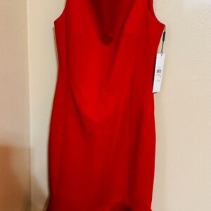 Calvin Klein Red Cowl Neck Sheath Mini Dress